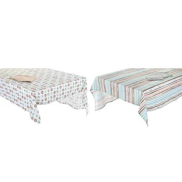 Staltiesė ir servetėlės DKD Home Decor 2 vnt. 150 x 150 x 0,5 cm Pilka Dangaus mėlynumo