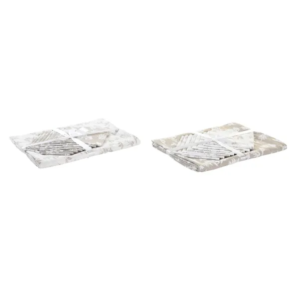 Galda drānas un salvetes DKD Home Decor 9 Daudzums 2 gb. 150 x 250 x 0,5 cm Bēšs Rozā Balts Zaļš Gaiši brūns