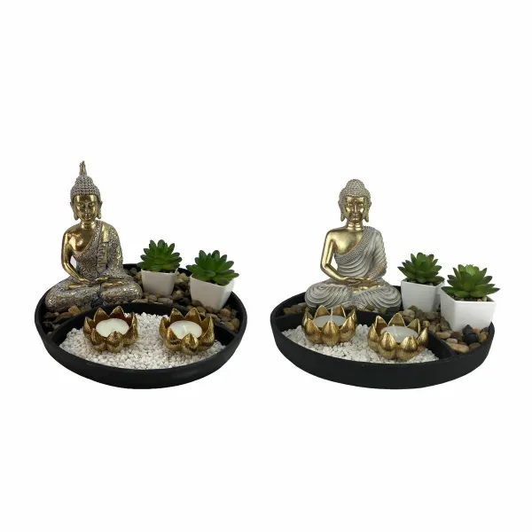 Koristehahmo DKD Home Decor 26 x 26 x 18 cm Itämainen Puutarha (2 osaa)