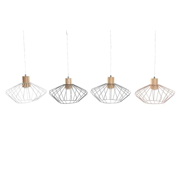 griestu gaismas DKD Home Decor 34 x 34 x 21 cm Sudrabains Melns Pelēks Rozā Metāls Balts 50 W 60 W Ciedra