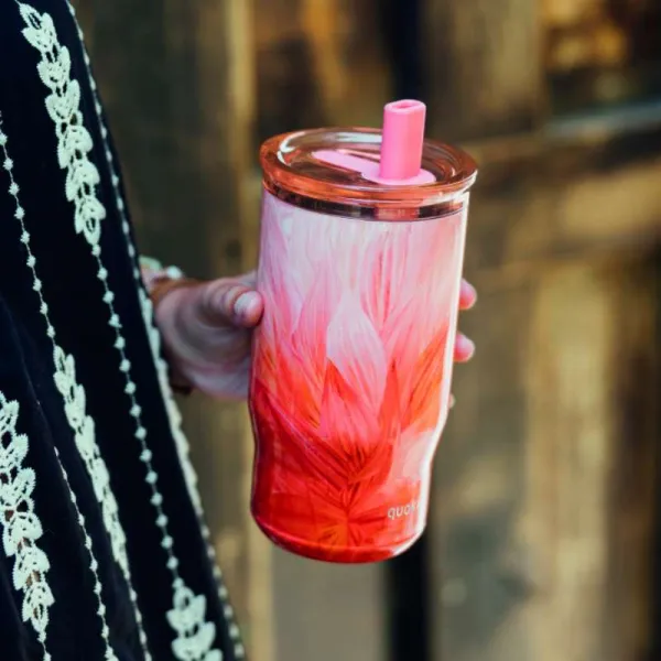 Quokka Mist - Stainless Steel Thermal Mug 720ml with Straw (Peach Petals)
