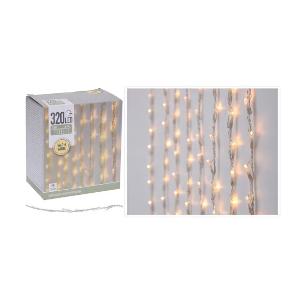 LED aizkaru gaismas H&S 2,7 W Silta gaisma Silts balts 5 m 2 x 1 m 1 x 2 m Dzeltens