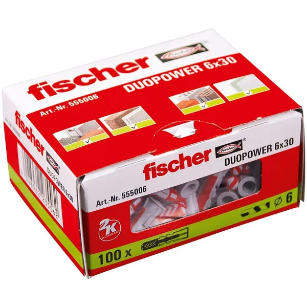Шипы Fischer Duopower 555006 100 Предметы Ø 6 x 30 mm