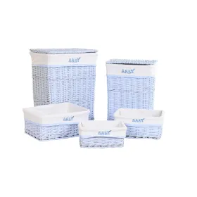 Набор корзин DKD Home Decor Синий Celeste плетеный Детский 44 x 34 x 56 cm 5 Предметы