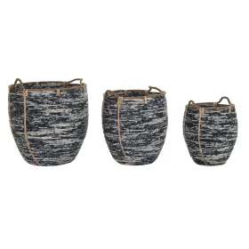 Набор корзин DKD Home Decor Белый Чёрный 56 x 56 x 60 cm 52 x 52 x 60 cm Пластик (3 Предметы)