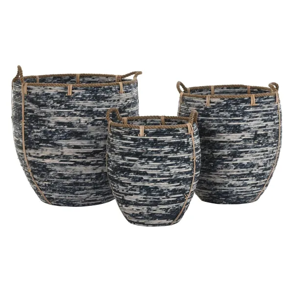 Korisetti DKD Home Decor Valkoinen Musta 56 x 56 x 60 cm 52 x 52 x 60 cm Muovinen (3 Kappaletta)