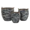 Grozs DKD Home Decor Balts Melns 56 x 56 x 60 cm 52 x 52 x 60 cm Plastmasa (3 Daudzums)