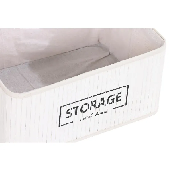 Set of Baskets DKD Home Decor White Bamboo 40 x 30 x 46 cm 5 Pieces