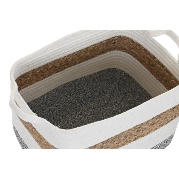Korisetti DKD Home Decor Valkoinen Luonnonkuitu 36 x 27 x 27 cm 3 Kappaletta