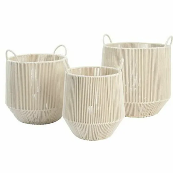 Krepšelio rinkinys DKD Home Decor Rusvai gelsva Metalinis (3 Dalys)