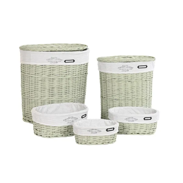 Набор корзин DKD Home Decor Зеленый плетеный 51 x 37 x 56 cm 5 Предметы