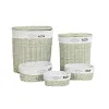 Krepšių rinkinys DKD Home Decor Žalia vytelių 51 x 37 x 56 cm 5 Dalys