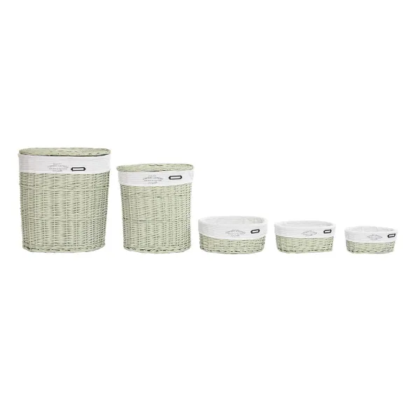 Набор корзин DKD Home Decor Зеленый плетеный 51 x 37 x 56 cm 5 Предметы