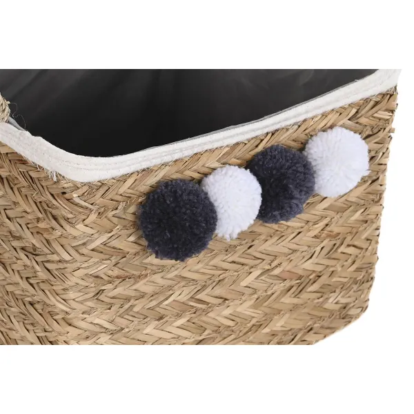 Набор корзин DKD Home Decor Натуральное волокно Помпоны 33 x 33 x 25 cm