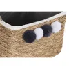 Basket set DKD Home Decor Natural Fibre Pompoms 33 x 33 x 25 cm