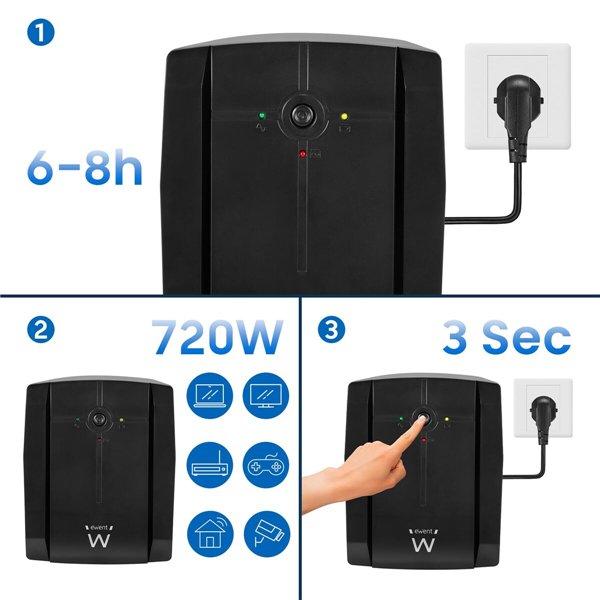 Uninterruptible Power Supply System Interactive UPS Ewent EW3997 720 W
