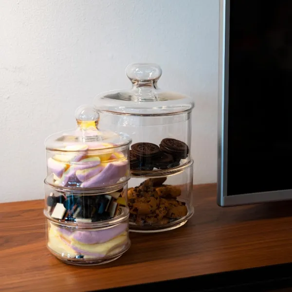 Alpina - Glass container / jar for sweets, 2 levels, 16x28 cm