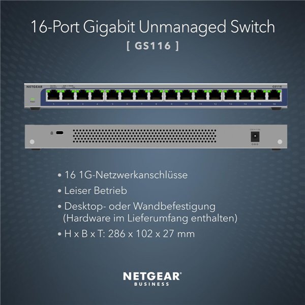 Slēdzis Netgear GS116-300EUS