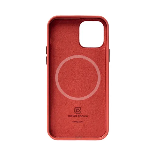Crong Essential Cover Magnetic - iPhone 12 / iPhone 12 Pro MagSafe Leather Case (Red)