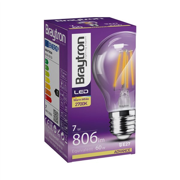 BRY-ADVANCE-7W-E27-A60-CLR-3000K-LED BULB