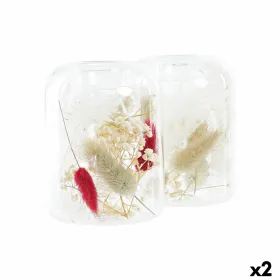 Kynttilänjalka DKD Home Decor Beige Punaruskea Alumiini Kristalli 8 x 8 x 11 cm Kuivakukka (2 osaa) (2 Kappaletta)
