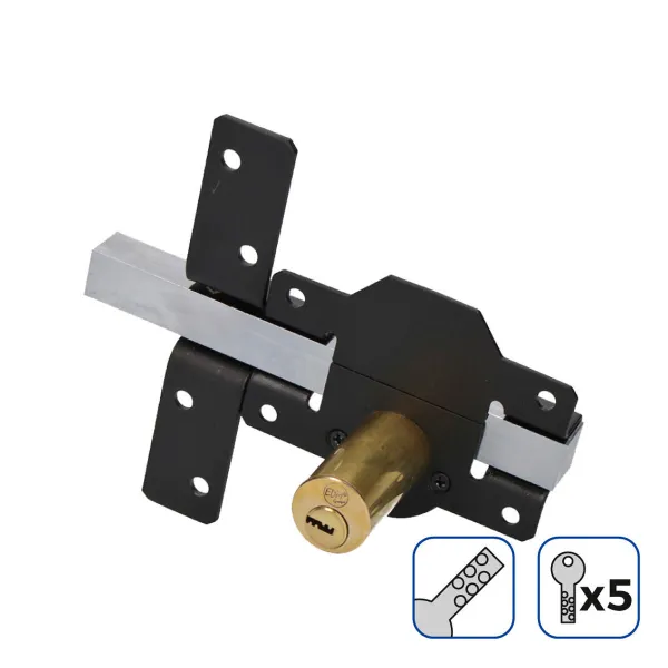 Apsauginė spyna EDM 85192 Juoda nikelis 83 x 170 mm Ø26 mm
