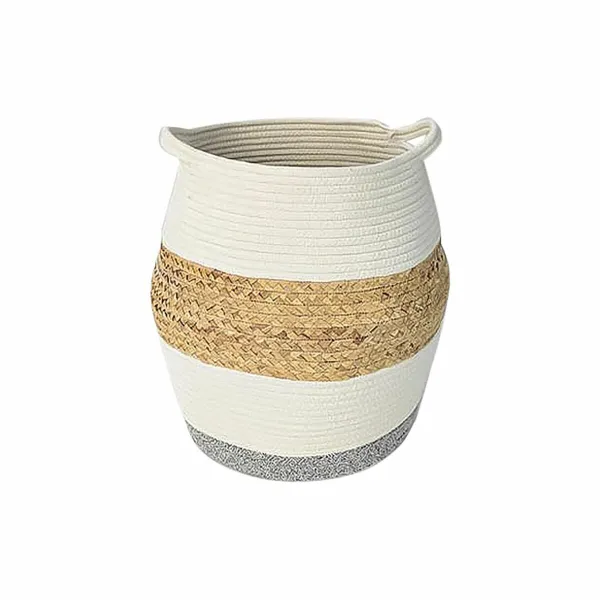 корзина DKD Home Decor Белый Натуральный Натуральное волокно 30 x 30 x 40 cm