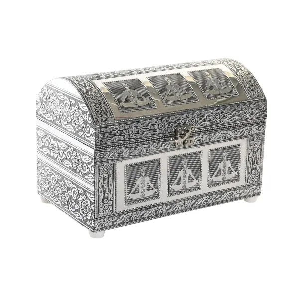 Dėžutė DKD Home Decor Žalia Sidabras Medžio Aliuminis 25 x 15 x 18 cm