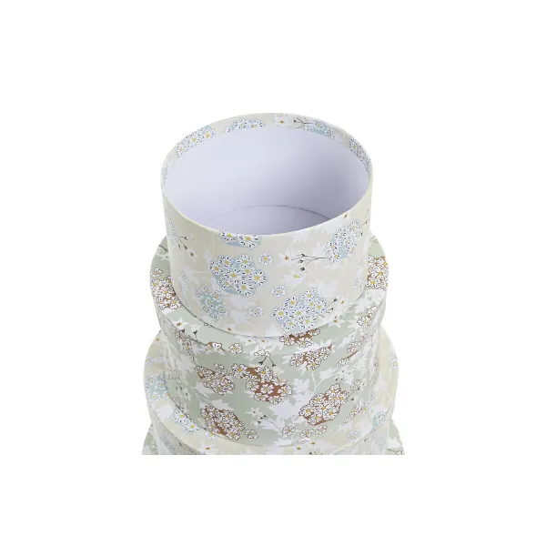 Saliekamo Organizējošo Kastu Komplekts DKD Home Decor Bēšs Zaļš Kartons (37,5 x 37,5 x 18 cm)