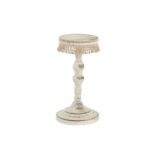 Svečturis DKD Home Decor Metāls Balts 13 x 13 x 25 cm