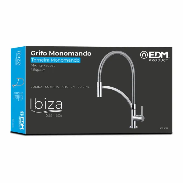 Смеситель с одной ручкой EDM 01125 Ibiza Нержавеющая сталь Латунь цинк 4,9 x 20 x 44, 5 cm
