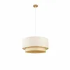 griestu gaismas DKD Home Decor Poliesters Balts Gaiši brūns Bambuss 50 W (50 x 50 x 25 cm)