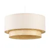 griestu gaismas DKD Home Decor Poliesters Balts Gaiši brūns Bambuss 50 W (50 x 50 x 25 cm)