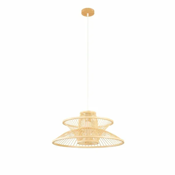 griestu gaismas DKD Home Decor 50 x 50 x 22 cm Gaiši brūns Bambuss 50 W