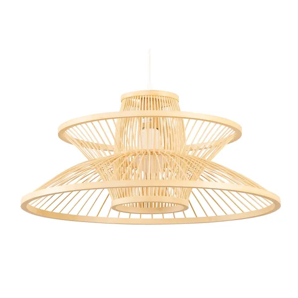 Kattolamppu DKD Home Decor 50 x 50 x 22 cm Vaaleanruskea Bambu 50 W