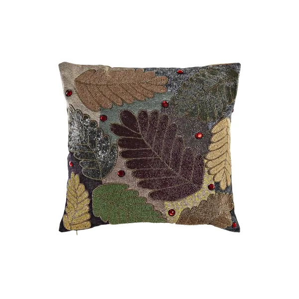 Чехол для подушки DKD Home Decor Листья Разноцветный 50 x 1 x 50 cm