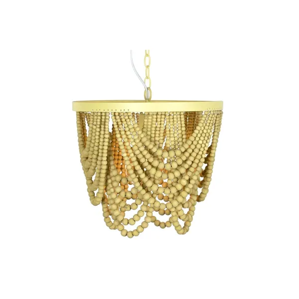 griestu gaismas DKD Home Decor Metāls Brūns Dzeltens 50 W Koks MDF (35 x 35 x 95 cm)