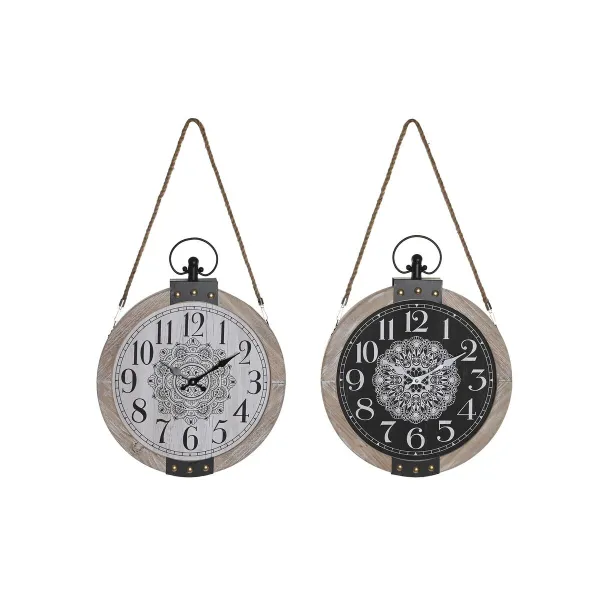 Настольные часы DKD Home Decor Balts Melns Mandala (2 gb.)