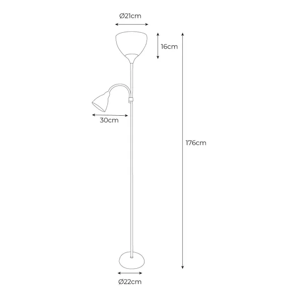 Grīdas lampa EDM 30010 Boston Sudrabains 60 W 220-240 V 176 cm