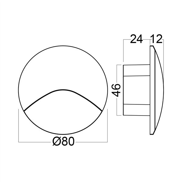 BRY-VEKSUS-RND-BLC-3W-3000K-IP65-WALL LIGHT