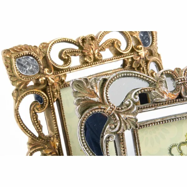 Kuvakehys DKD Home Decor 19 x 2 x 25 cm Hopeinen Kullattu Hartsi Shabby Chic (2 osaa)