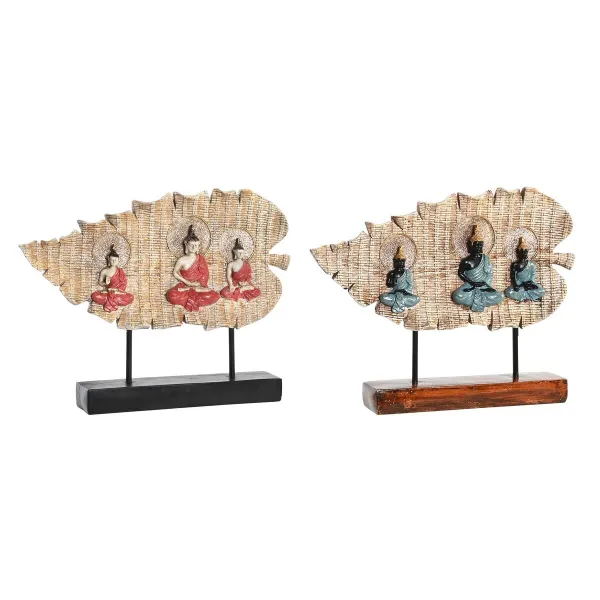 Dekoratīvās figūriņas DKD Home Decor 38 x 6 x 29,5 cm Sarkans Buda Zaļš Austrumniecisks (2 gb.)