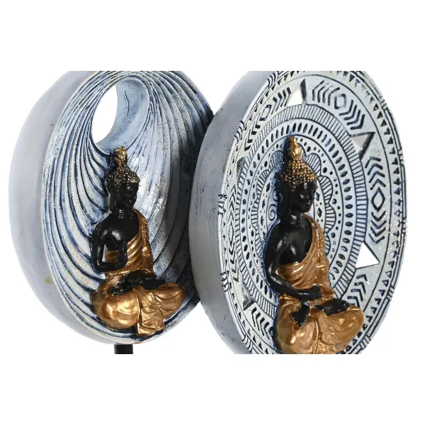 Dekoratyvinė figūrėlė DKD Home Decor 25 x 6,7 x 25,6 cm Rusvai gelsva Mėlyna Buda Rytietiškas (2 vnt.)