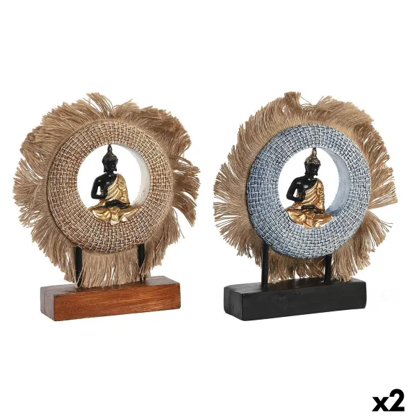 Dekoratyvinė figūrėlė DKD Home Decor 19 x 6 x 25 cm Rusvai gelsva Mėlyna Buda Rytietiškas (2 vnt.)