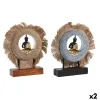 Dekoratyvinė figūrėlė DKD Home Decor 19 x 6 x 25 cm Rusvai gelsva Mėlyna Buda Rytietiškas (2 vnt.)