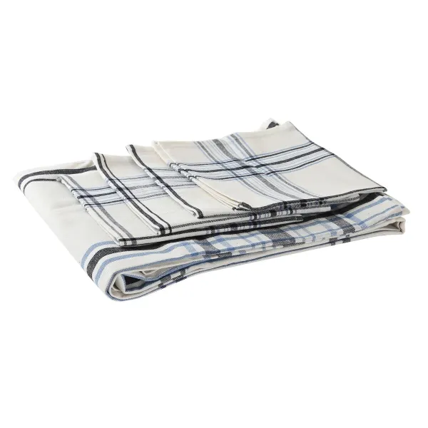 Staltiesė ir servetėlės DKD Home Decor 250 x 150 x 0,5 cm Rusvai gelsva Mėlyna