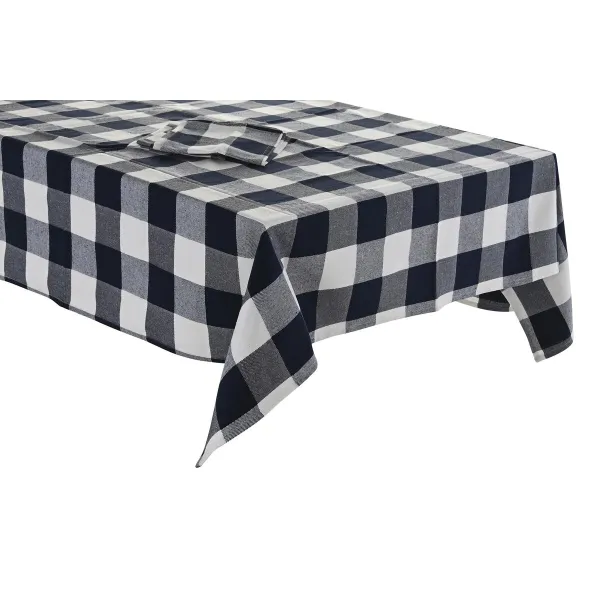 Galda drānas un salvetes DKD Home Decor 150 x 150 x 0,5 cm Zils Balts
