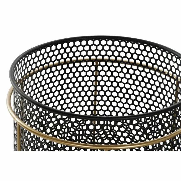 Набор кашпо DKD Home Decor Чёрный Позолоченный Металл Loft 36 x 36 x 58 cm
