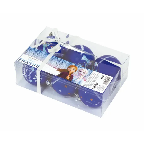 Eglutės rutuliukas Frozen Memories 6 vnt. Mėlyna Balta Plastmasinis (Ø 8 cm)