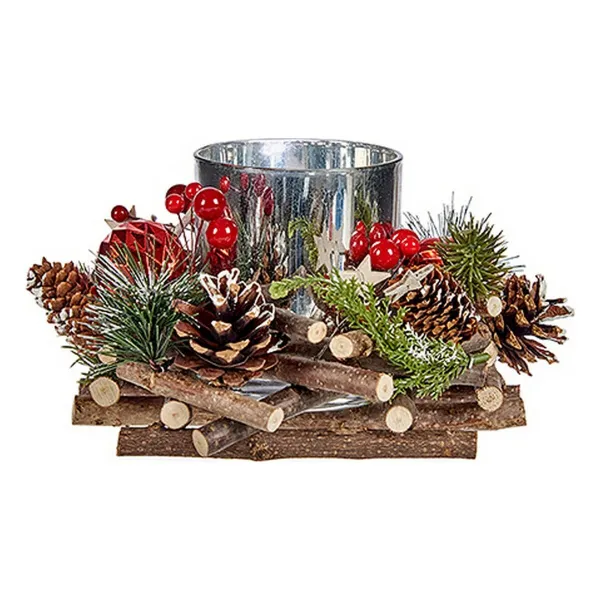 Ziemassvētku Sveces Turētājs Krist+ Sarkans Zaļš Sudrabains Dabisks 20 x 11 x 20 cm